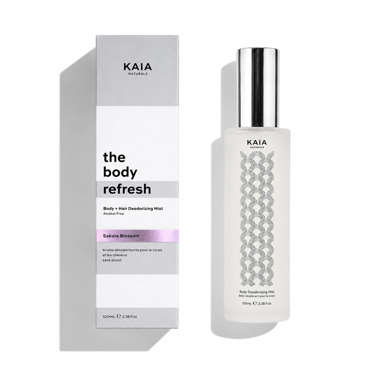 Kaia Naturals Body Refresh 100ml alcohol-free deodorizing mist triethyl citrate and zinc for body and hair