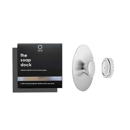 Kaia Naturals stainless steel Soap Dock keeps treatment bars elevated and dry