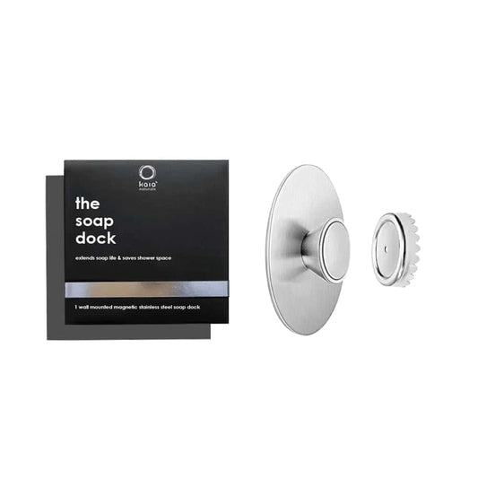 Kaia Naturals stainless steel Soap Dock keeps treatment bars elevated and dry